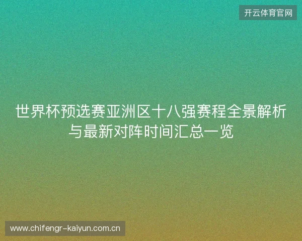 世界杯预选赛亚洲区十八强赛程全景解析与最新对阵时间汇总一览
